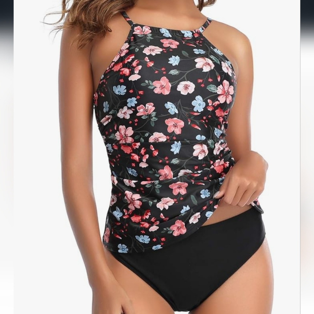 Floral Black Women's Tankini Set